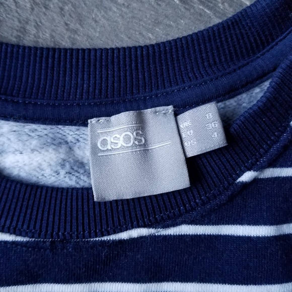 ☀️3/$25 ASOS Navy Blue White Stripe Sweatshirt G21 - Picture 3 of 7